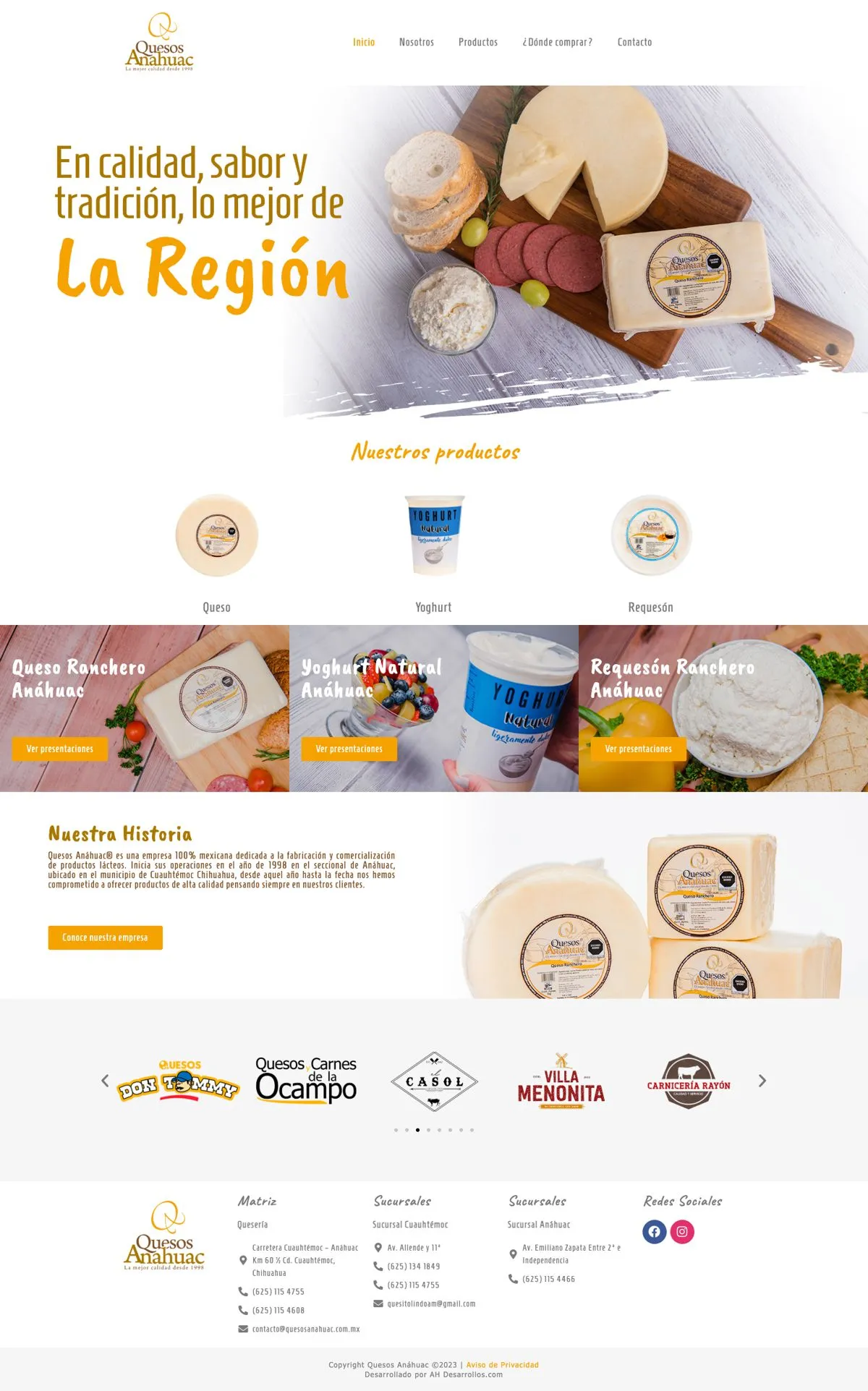 Website for Quesos Anáhuac