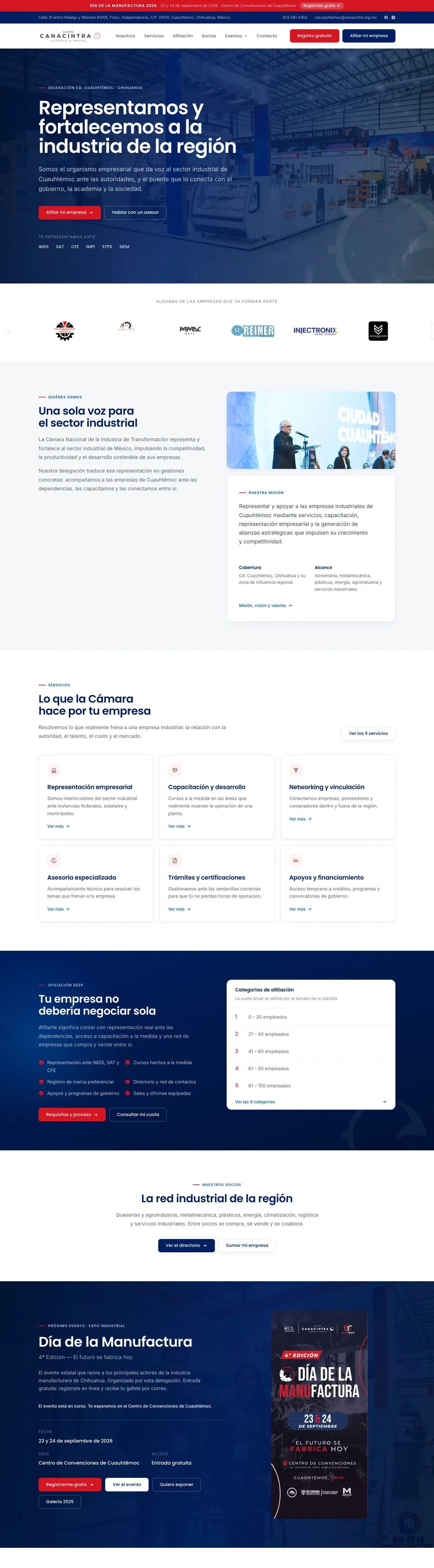 Website for Canacintra Cuauhtémoc