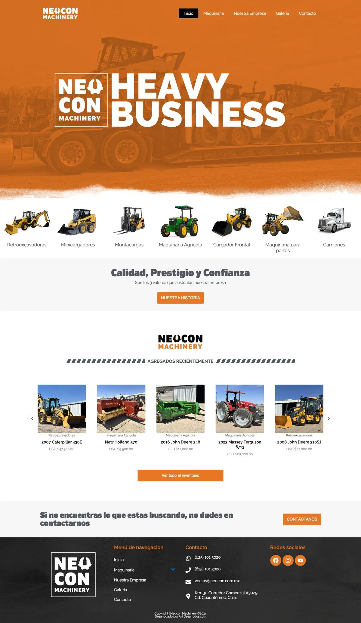 Website for Neucon Machinery