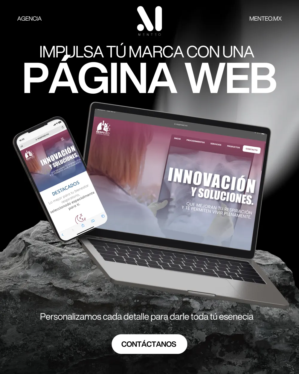 Sitio web de Respimed en laptop y celular