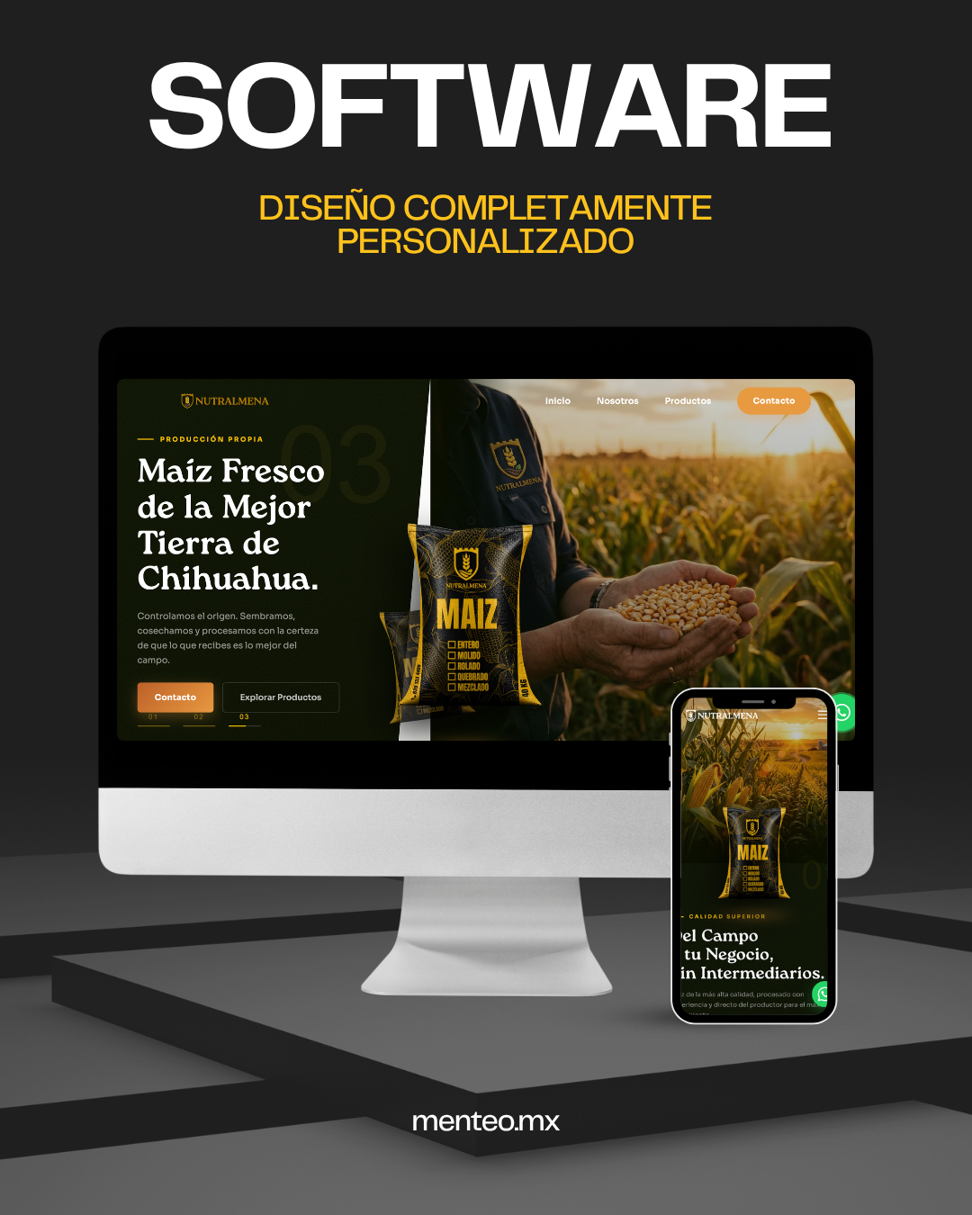 Software a la medida para Nutralmena, diseño de sitio y app